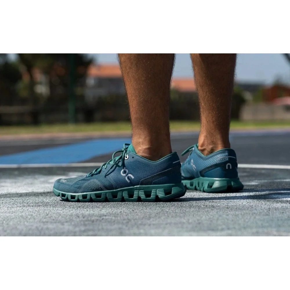 On Running Cloud X Mens 14 Teal Green Mesh Athletic Training Shoes Low Top